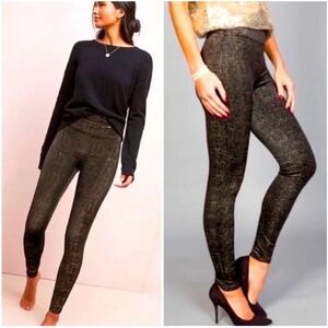 Spanx gold shimmer velvet leggings
